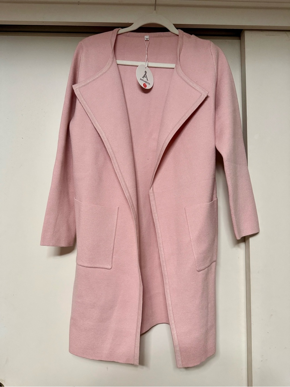 Women's Pink Open-Front Coatigan